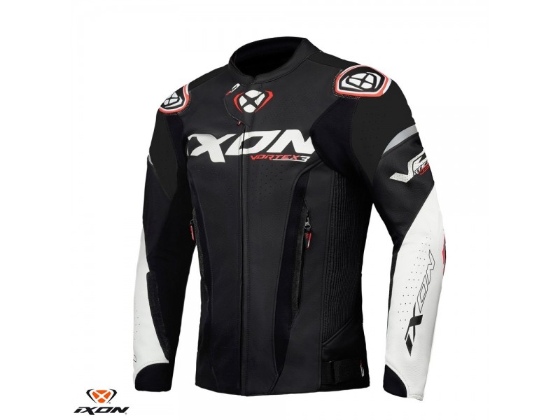 Geaca (jacheta) motociclete barbati piele Racing Ixon vara model Vortex 3 MS culoare: negru/alb Geaca (jacheta) motociclete barbati piele Racing Ixon vara model Vortex 3 MS culoare: negru/alb
