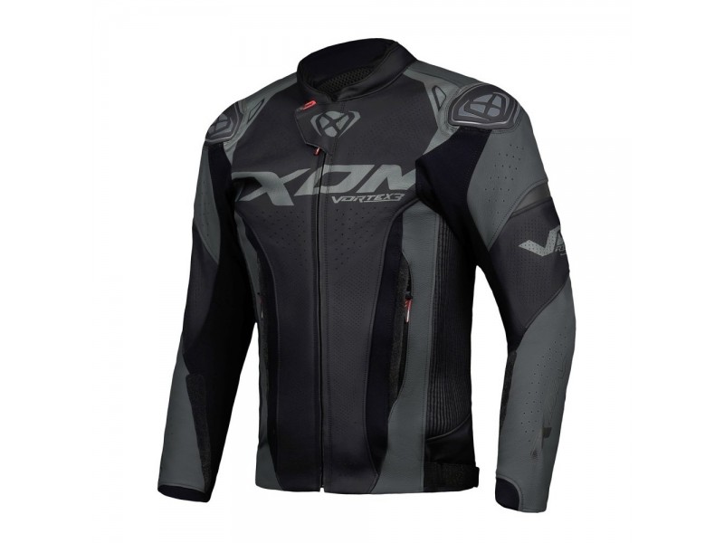 Geaca (jacheta) motociclete barbati piele Racing Ixon vara model Vortex 3 MS culoare: negru