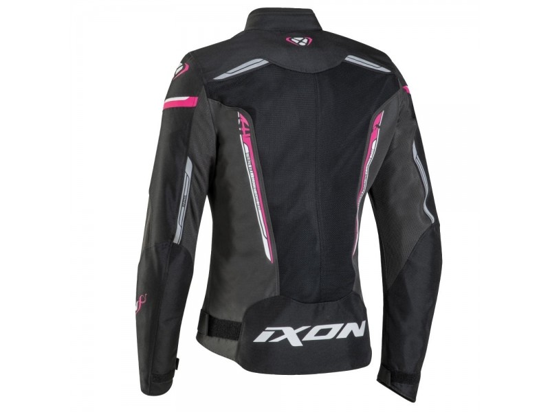 Geaca (jacheta) motociclete femei Racing/Roadster Ixon vara model Striker AIR WPL LS culoare: negru/fuchsia (roz)