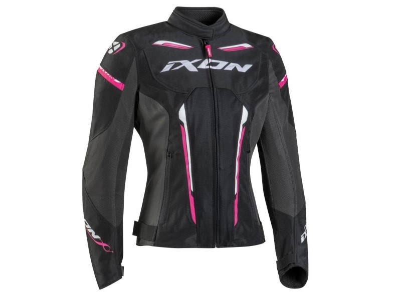 Geaca (jacheta) motociclete femei Racing/Roadster Ixon vara model Striker AIR WPL LS culoare: negru/fuchsia (roz)