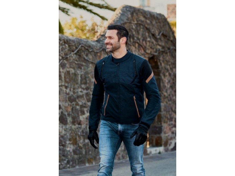 Geaca (jacheta) motociclete barbati Urban/Heritage Ixon mid-season model Striker Retro WP MS culoare: negru/navy/maro