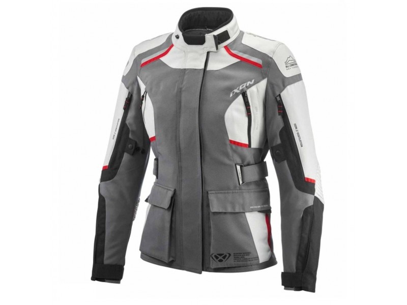Geaca (jacheta) motociclete femei Touring/Adventure Ixon All season model Midgard MS culoare: gri/negru/rosu