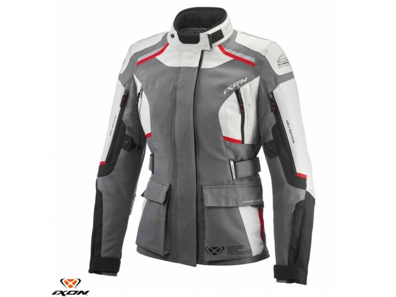 Geaca (jacheta) motociclete femei Touring/Adventure Ixon All season model Midgard MS culoare: gri/negru/rosu Geaca (jacheta) motociclete femei Touring/Adventure Ixon All season model Midgard MS culoare: gri/negru/rosu