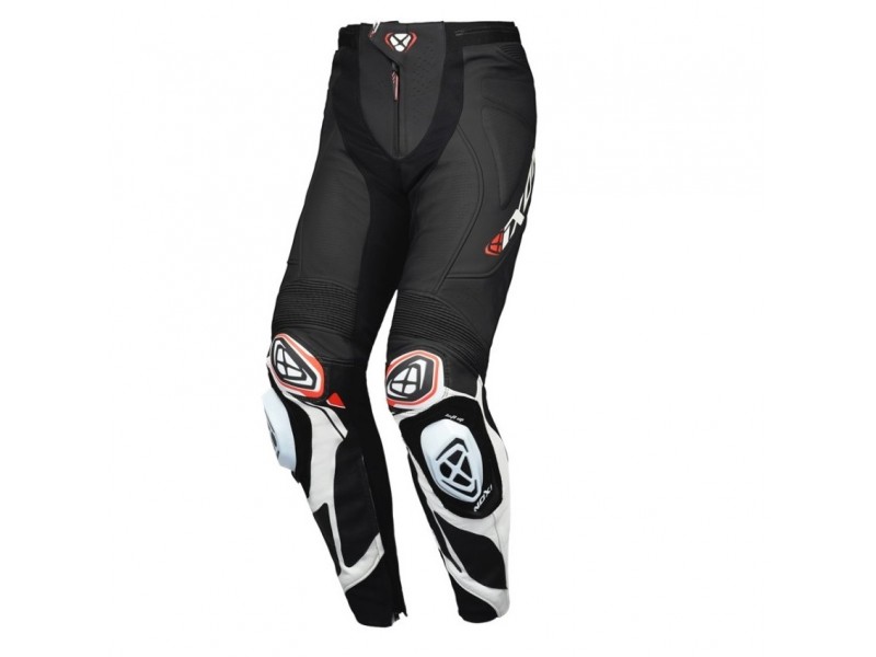 Pantaloni motociclete barbati piele Racing Ixon vara model Vortex 3 MS culoare: negru/alb