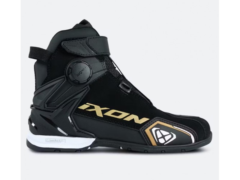 Ghete moto Roadster femei All Season Ixon model Bull 2 WP LS culoare: negru/alb/auriu (100% waterproof)