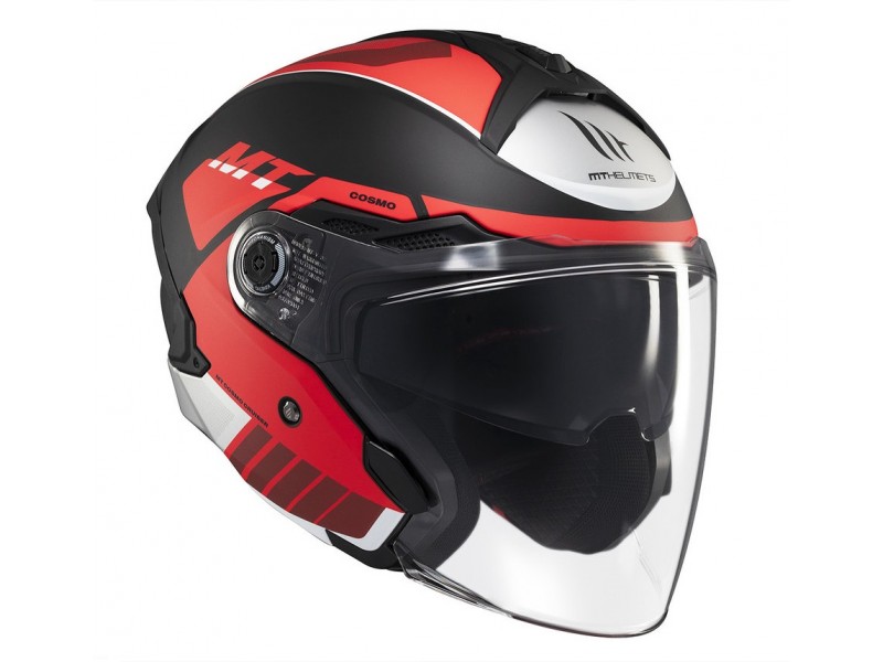 Casca open face motociclete MT Cosmo SV Cruiser B5 rosu mat (ochelari soare integrati)