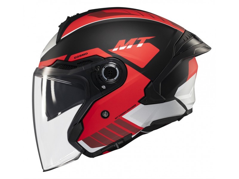 Casca open face motociclete MT Cosmo SV Cruiser B5 rosu mat (ochelari soare integrati)