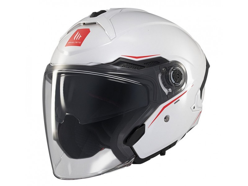 Casca open face motociclete MT Cosmo SV A0 alb lucios (ochelari soare integrati)
