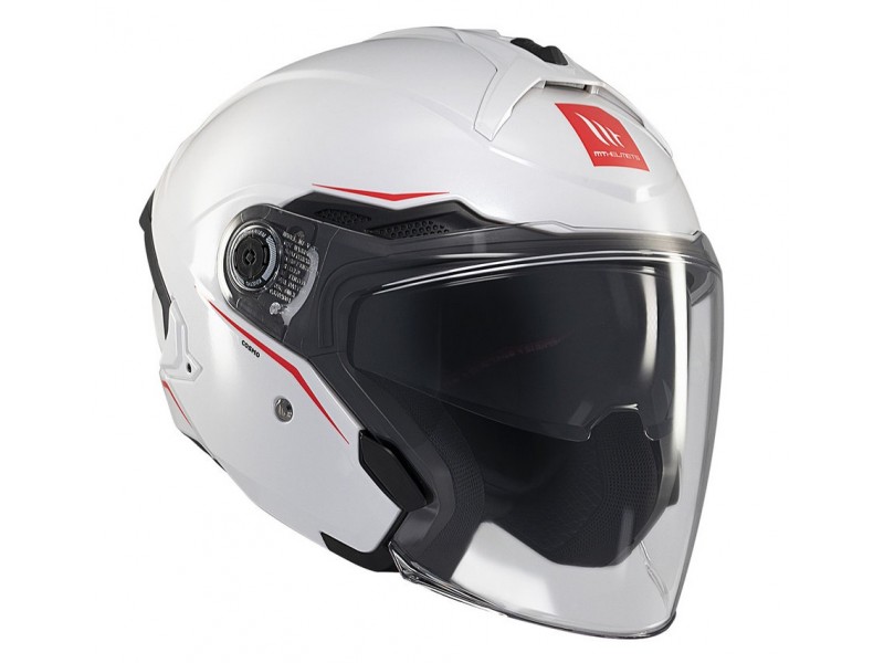 Casca open face motociclete MT Cosmo SV A0 alb lucios (ochelari soare integrati)