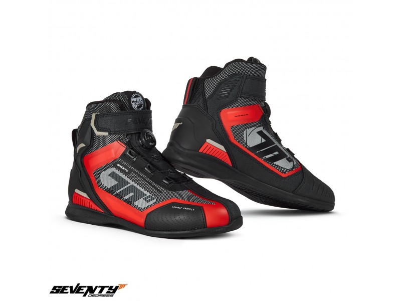 Ghete (cizme) moto Racing Unisex Seventy model SD-BR3 Veloce Pro culoare: negru/rosu