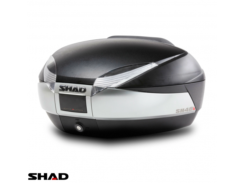 Cutie portbagaj (topcase) Shad model SH48 culoare: negru/titanium (volum: 48 litri) – include placa de montaj