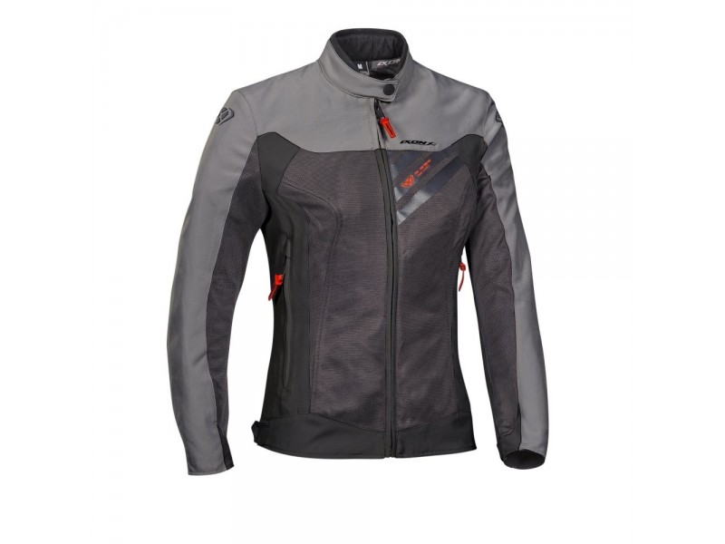 Geaca (jacheta) motociclete femei Racing/Roadster Ixon vara model Orion LS culoare: antracit/gri/rosu