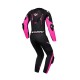 Costum (combinezon) motociclete femei piele Ixon vara model Vortex 3 LS culoare: negru/roz/alb
