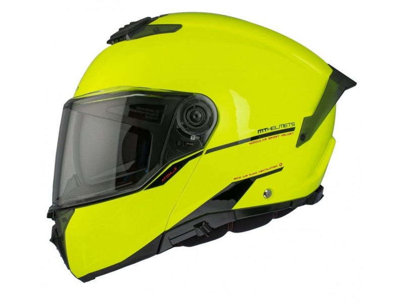 Casca modulabila MT Atom 2 SV A3 galben fluor lucios (ochelari soare integrati) Pinlock Ready - tip viziera: MT-V-35