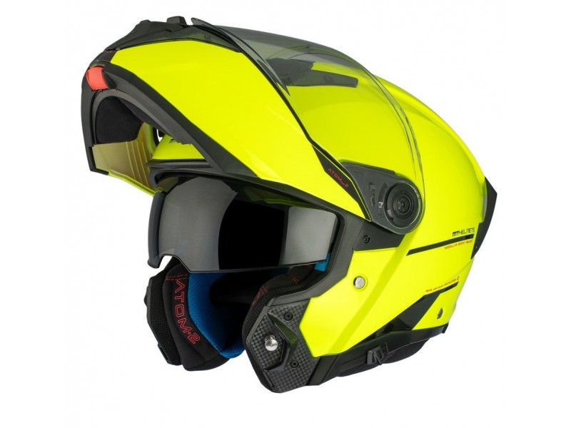Casca modulabila MT Atom 2 SV A3 galben fluor lucios (ochelari soare integrati) Pinlock Ready - tip viziera: MT-V-35