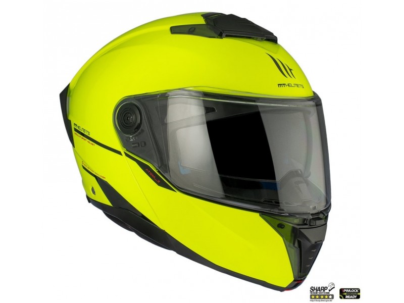 Casca modulabila MT Atom 2 SV A3 galben fluor lucios (ochelari soare integrati) Pinlock Ready - tip viziera: MT-V-35
