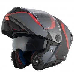 Casca modulabila MT Atom 2 SV Emalla B15 gri/rosu mat (ochelari soare integrati) Pinlock Ready - tip viziera: MT-V-35