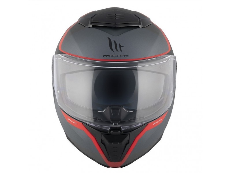 Casca modulabila MT Atom 2 SV Emalla B15 gri/rosu mat (ochelari soare integrati) Pinlock Ready - tip viziera: MT-V-35