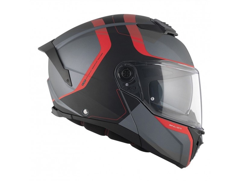 Casca modulabila MT Atom 2 SV Emalla B15 gri/rosu mat (ochelari soare integrati) Pinlock Ready - tip viziera: MT-V-35