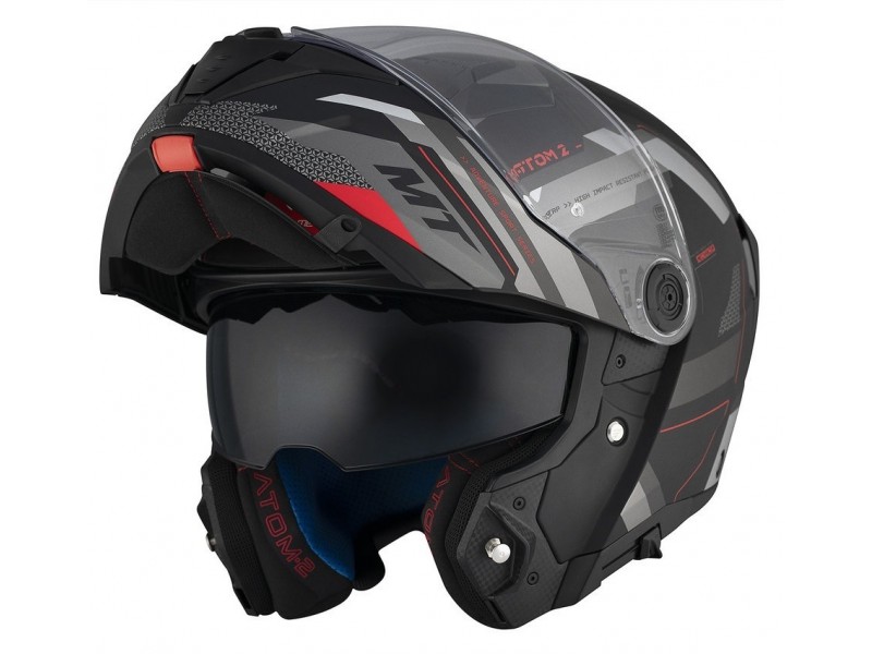 Casca modulabila MT Atom 2 SV Bast D5 negru/gri mat (ochelari soare integrati) Pinlock Ready - tip viziera: MT-V-35
