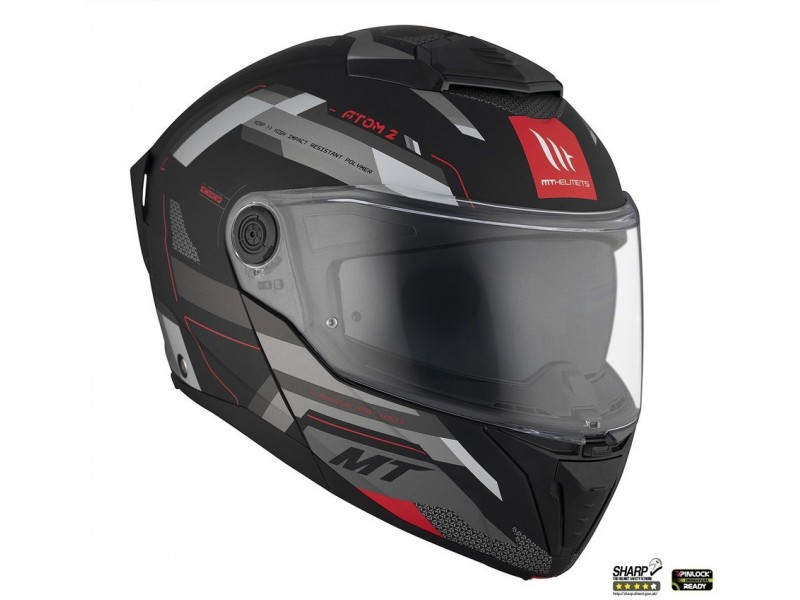 Casca modulabila MT Atom 2 SV Bast D5 negru/gri mat (ochelari soare integrati) Pinlock Ready - tip viziera: MT-V-35