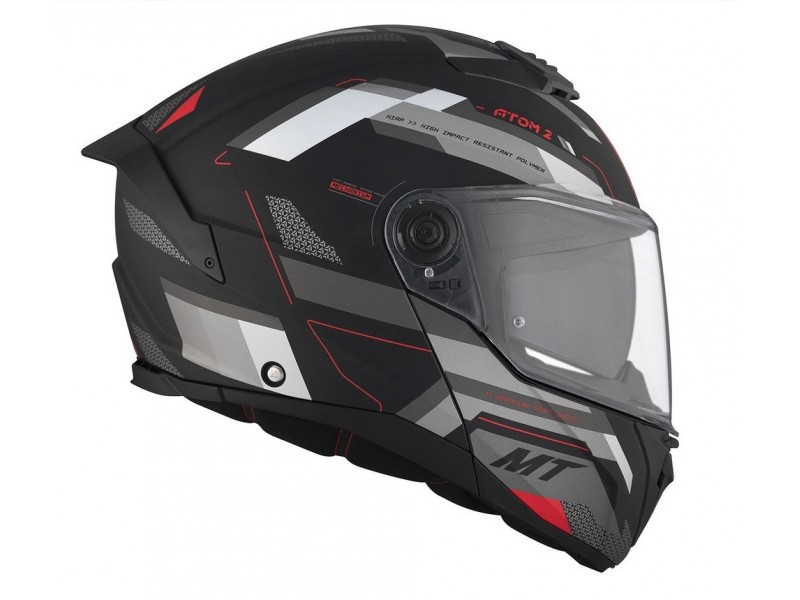 Casca modulabila MT Atom 2 SV Bast D5 negru/gri mat (ochelari soare integrati) Pinlock Ready - tip viziera: MT-V-35