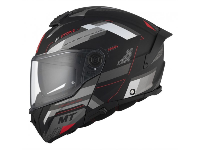 Casca modulabila MT Atom 2 SV Bast D5 negru/gri mat (ochelari soare integrati) Pinlock Ready - tip viziera: MT-V-35
