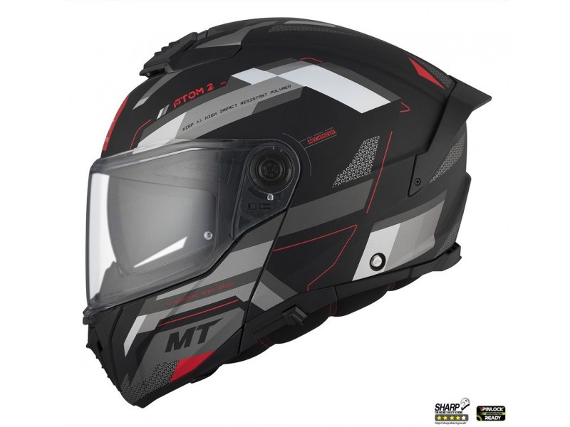 Casca modulabila MT Atom 2 SV Bast D5 negru/gri mat (ochelari soare integrati) Pinlock Ready - tip viziera: MT-V-35