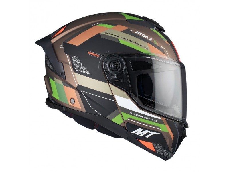 Casca modulabila MT Atom 2 SV Bast A6 military (maro/verde mat) (ochelari soare integrati) Pinlock Ready - tip viziera: MT-V-35
