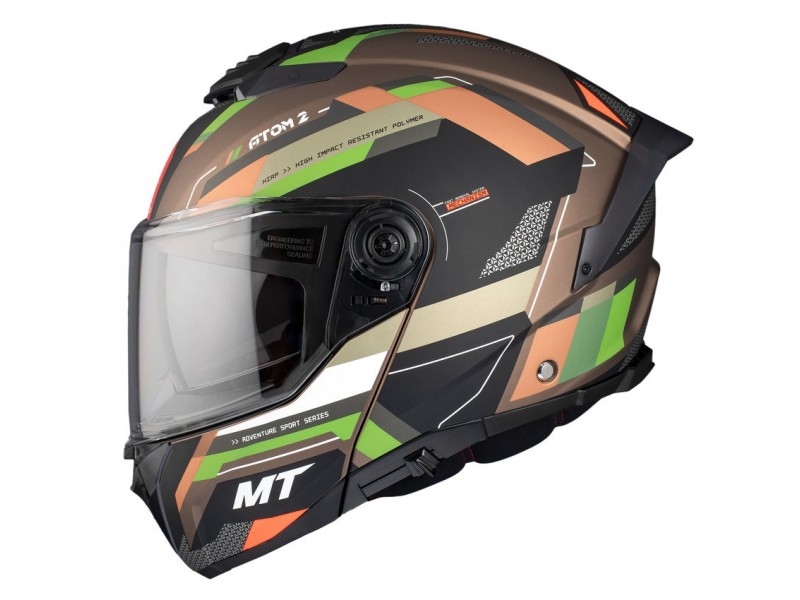 Casca modulabila MT Atom 2 SV Bast A6 military (maro/verde mat) (ochelari soare integrati) Pinlock Ready - tip viziera: MT-V-35
