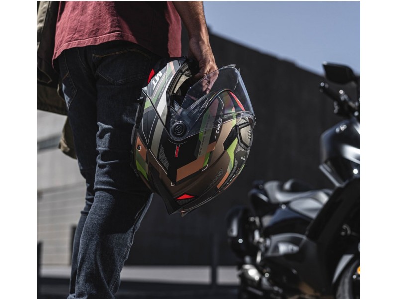 Casca modulabila MT Atom 2 SV Bast A6 military (maro/verde mat) (ochelari soare integrati) Pinlock Ready - tip viziera: MT-V-35