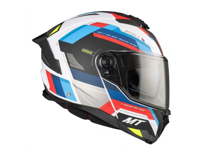 Casca modulabila MT Atom 2 SV Bast A0 alb/rosu/albastru lucios (ochelari soare integrati) Pinlock Ready - tip viziera: MT-V-35 Casca modulabila MT Atom 2 SV Bast A0 alb/rosu/albastru lucios (ochelari soare integrati) Pinlock Ready - tip viziera: MT-V-35