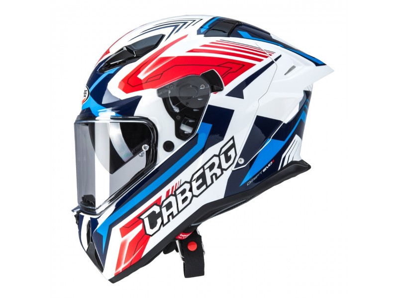 Casca integrala Caberg model Drift Evo II SV Jarama H7 alb/rosu/albastru lucios Pinlock ready - lentila Pinlock inclusa