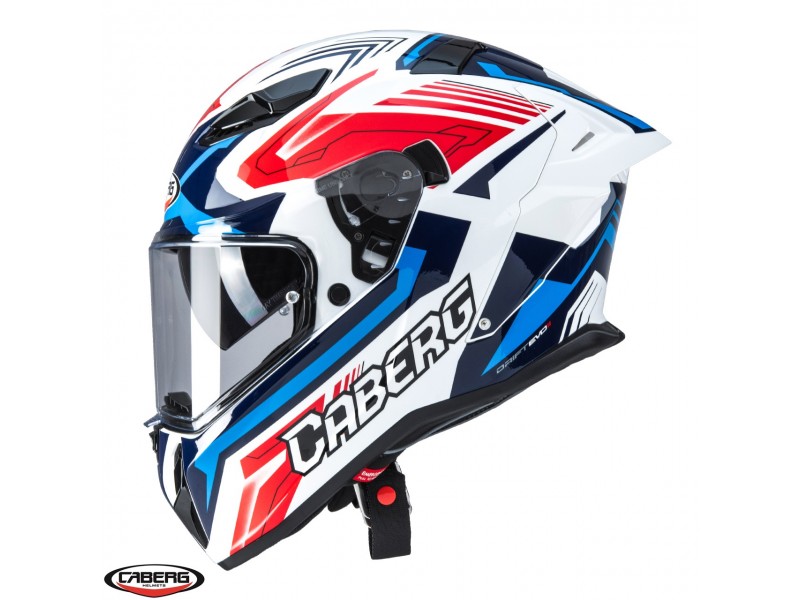 Casca integrala Caberg model Drift Evo II SV Jarama H7 alb/rosu/albastru lucios Pinlock ready - lentila Pinlock inclusa