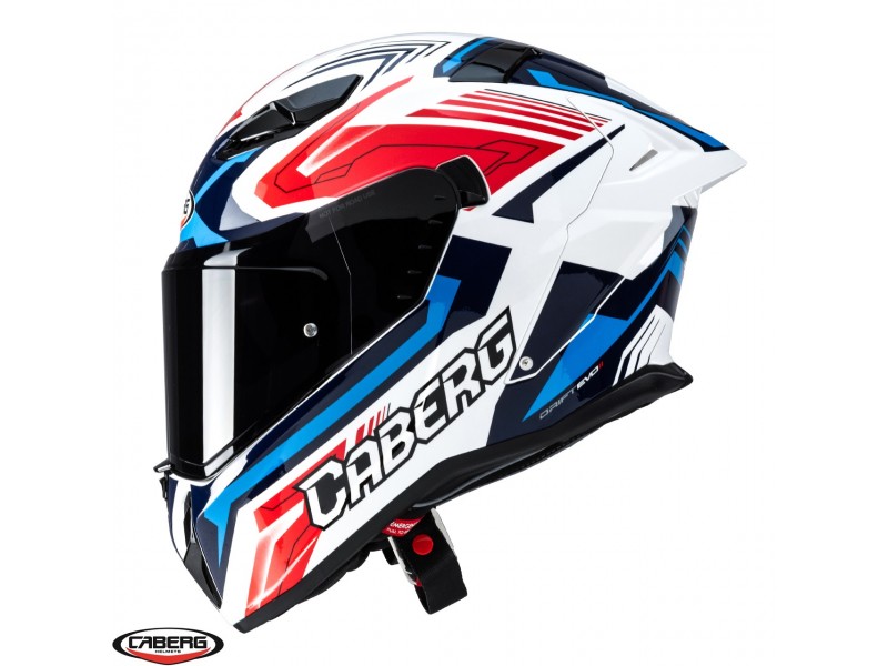 Casca integrala Caberg model Drift Evo II SV Jarama H7 alb/rosu/albastru lucios Pinlock ready - lentila Pinlock inclusa