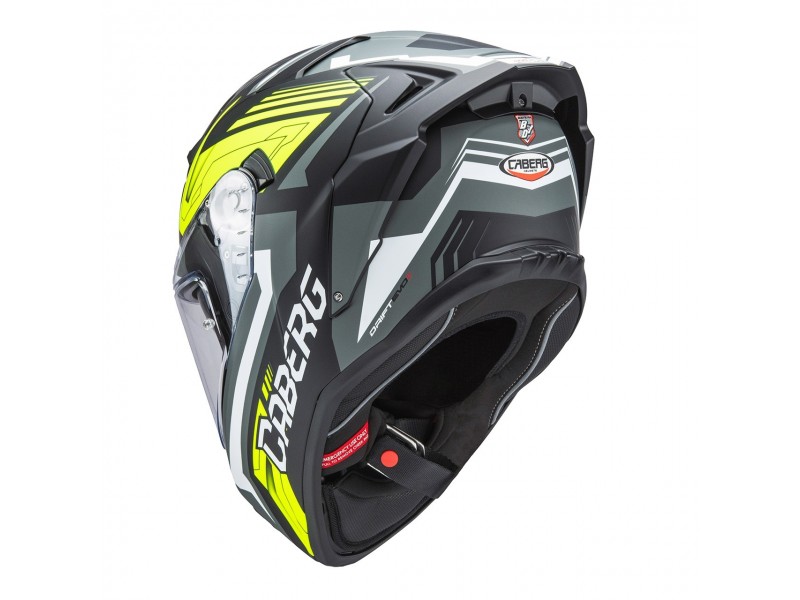 Casca integrala Caberg model Drift Evo II SV Jarama L6 negru/gri/galben fluor mat Pinlock ready - lentila Pinlock inclusa