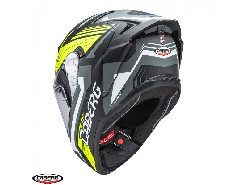 Casca integrala Caberg model Drift Evo II SV Jarama L6 negru/gri/galben fluor mat Pinlock ready - lentila Pinlock inclusa