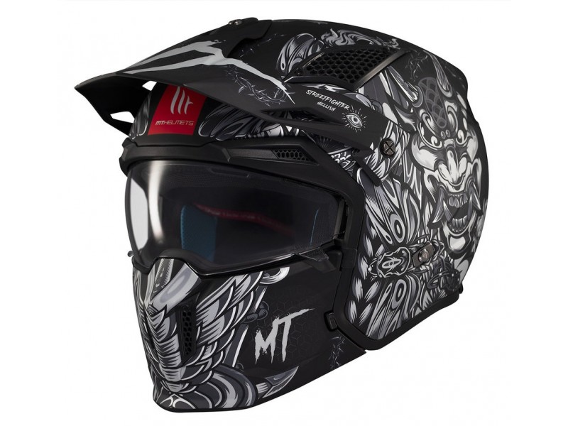 Casca MT Streetfighter SV S B2 Hellish negru mat (ochelari soare integrati) - masca (protectie) barbie si cozoroc detasabile