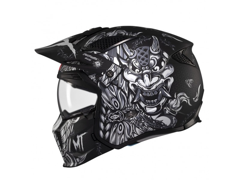 Casca MT Streetfighter SV S B2 Hellish negru mat (ochelari soare integrati) - masca (protectie) barbie si cozoroc detasabile
