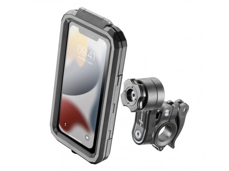 Suport telefon Interphone model Quiklox Armor Pro - carcasa universala - montaj pe ghidon - waterproof - diagonala maxima smartphone: 6.5 inch