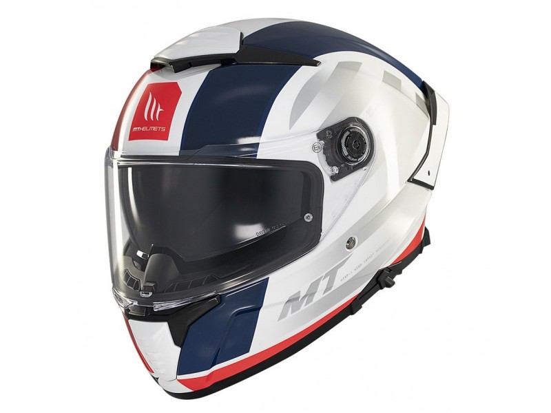 Casca integrala MT Thunder 4 SV Treads C7 alb/rosu/albastru lucios (ochelari soare integrati)