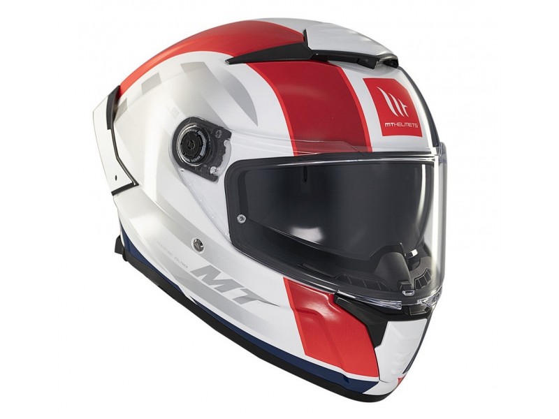 Casca integrala MT Thunder 4 SV Treads C7 alb/rosu/albastru lucios (ochelari soare integrati)
