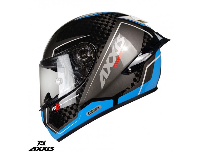 Casca integrala Axxis Cobra Rage A0 alb/albastru lucios carbon - 100% carbon Casca integrala Axxis Cobra Rage A0 alb/albastru lucios carbon - 100% carbon
