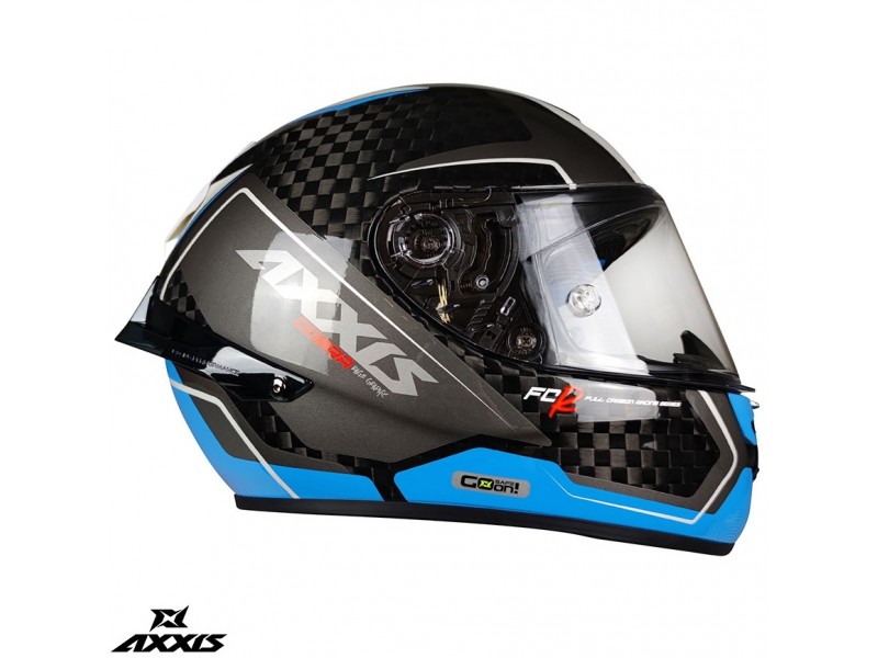 Casca integrala Axxis Cobra Rage A0 alb/albastru lucios carbon - 100% carbon Casca integrala Axxis Cobra Rage A0 alb/albastru lucios carbon - 100% carbon
