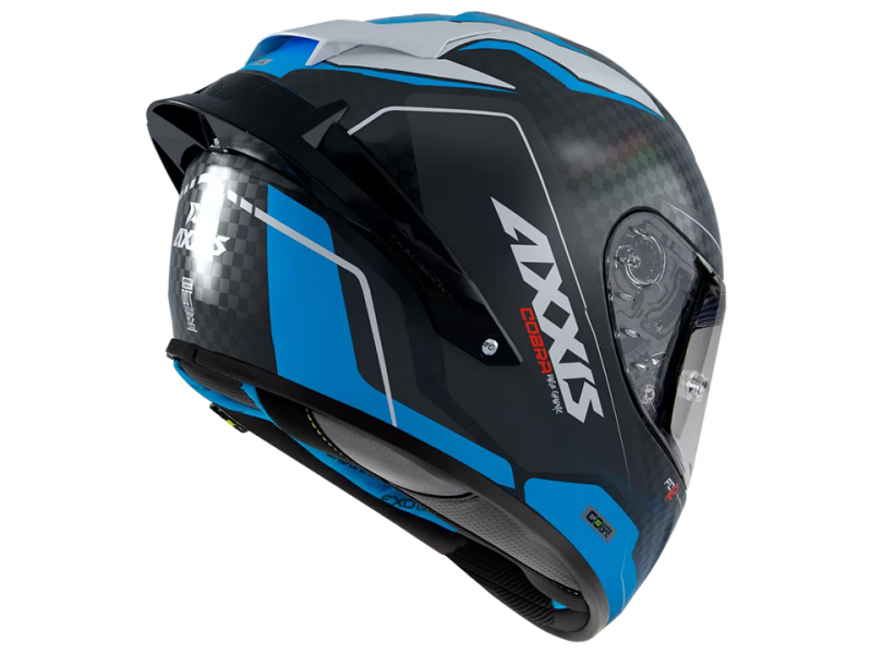 Casca integrala Axxis Cobra Rage A0 alb/albastru lucios carbon - 100% carbon