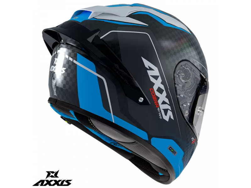 Casca integrala Axxis Cobra Rage A0 alb/albastru lucios carbon - 100% carbon Casca integrala Axxis Cobra Rage A0 alb/albastru lucios carbon - 100% carbon