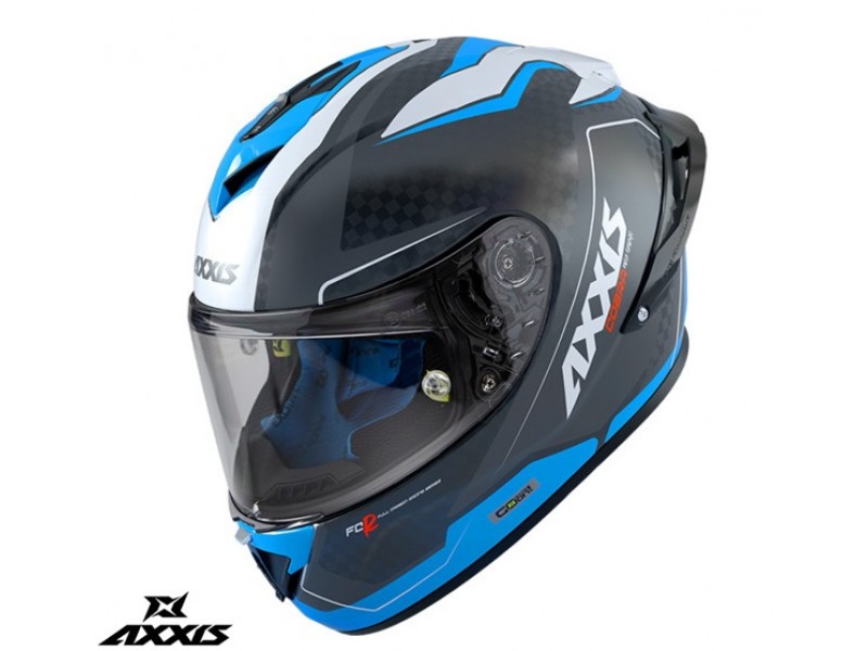 Casca integrala Axxis Cobra Rage A0 alb/albastru lucios carbon - 100% carbon Casca integrala Axxis Cobra Rage A0 alb/albastru lucios carbon - 100% carbon