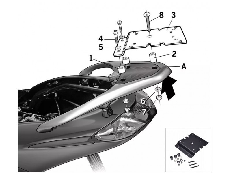 Portbagaj metalic spate Piaggio Fly (14-18) 4T AC 50cc  - Fly 125 (13-16) 4T 3V AC 125cc (culoare: negru) Portbagaj metalic spate Piaggio Fly (14-18) 4T AC 50cc  - Fly 125 (13-16) 4T 3V AC 125cc (culoare: negru)