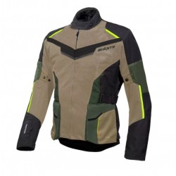 Geaca (jacheta) motociclete barbati Touring Seventy vara model SD-JT70 Atacama culoare: nisipiu/verde/galben fluor
