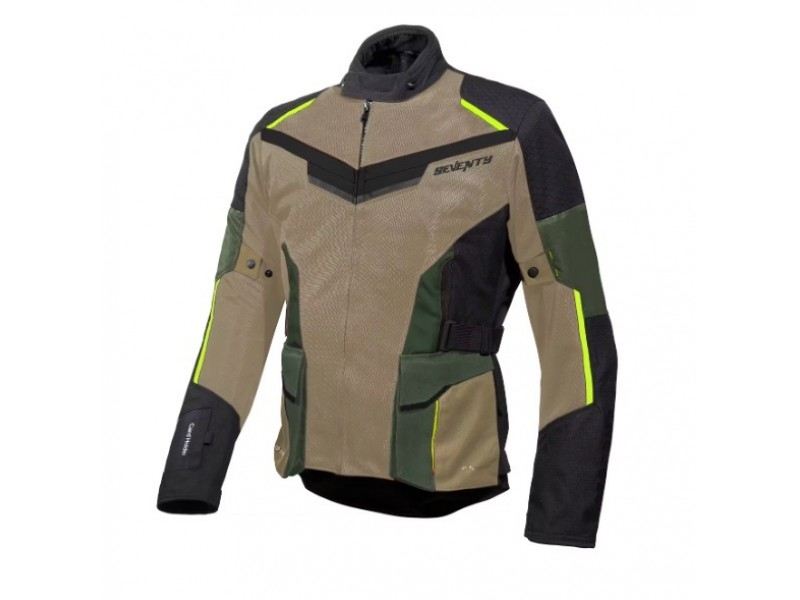 Geaca (jacheta) motociclete barbati Touring Seventy vara model SD-JT70 Atacama culoare: nisipiu/verde/galben fluor Geaca (jacheta) motociclete barbati Touring Seventy vara model SD-JT70 Atacama culoare: nisipiu/verde/galben fluor